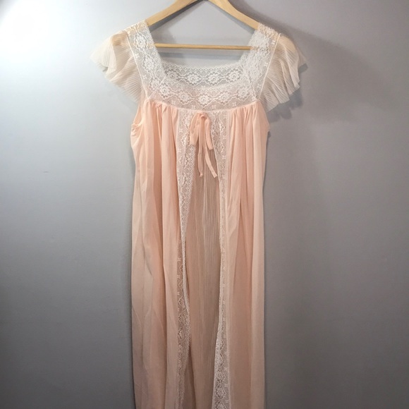 Vintage Perlon 1950’s Night Heiss Bugelm Sheer Lingerie Lace Negligee Gown - Picture 4 of 10